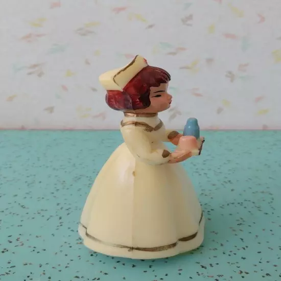 Vintage Nurse Cake Topper Health Care Worker 4" Tall Plastic Moving Arms