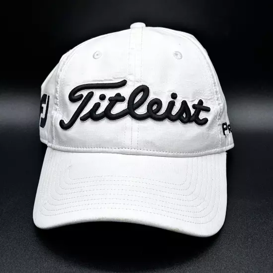 Titleist Pro V1 Foot Joy White Golf Hat One-Size Adjustable VGC 97% Poly