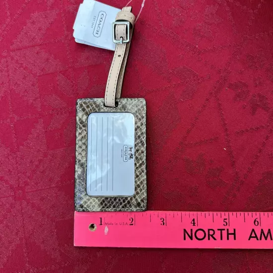 COACH Luggage Tag Embossed Silver/Natural Travel Hanging Tag NWT 67883