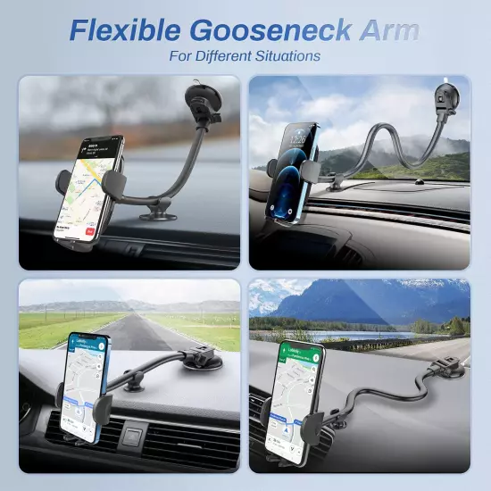 OQTIQ Windshield Phone Mount for Car [Gooseneck 13 Long Arm] Car Phone Holder M