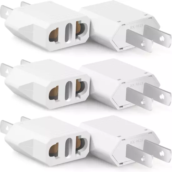 6 Pack European to US Plug Adapter, Plug Adapter European to American, EU to US