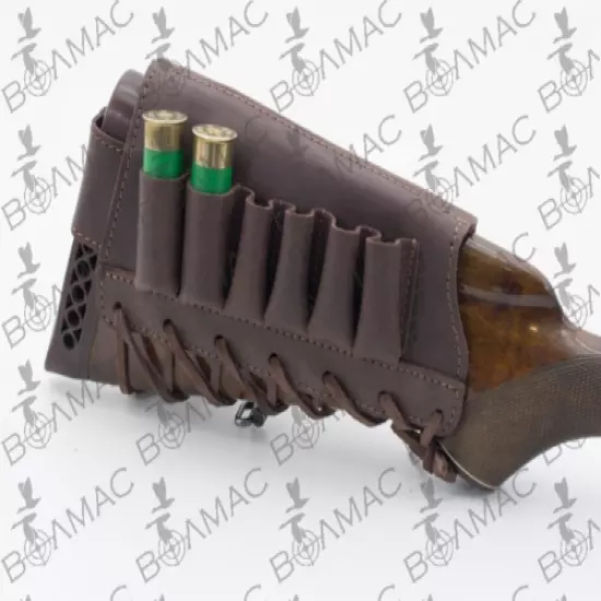 Quality Leather Shotgun Cartridge Holder Ammo Buttstock 16-12GA Made in Europe !