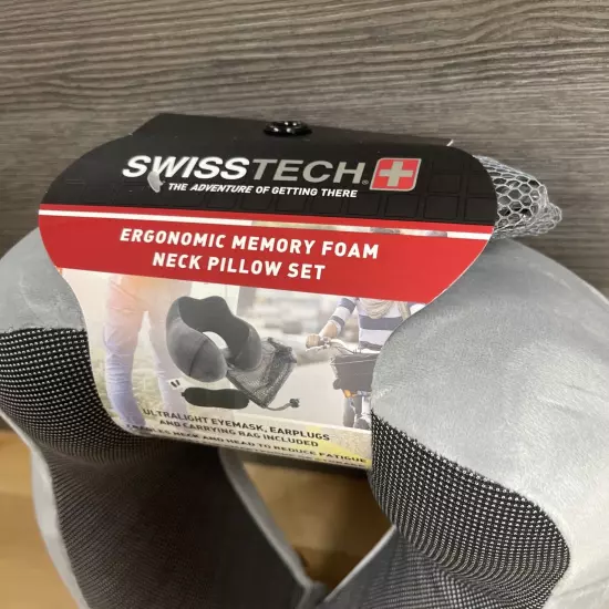 Swiss Tech Ergonomic Memory Foam Pillow Travel Set, Gray, One Size New