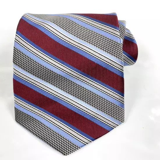 Joseph & Feiss Blue Red Necktie Silk Repp Regimental Tie 3" x 60"