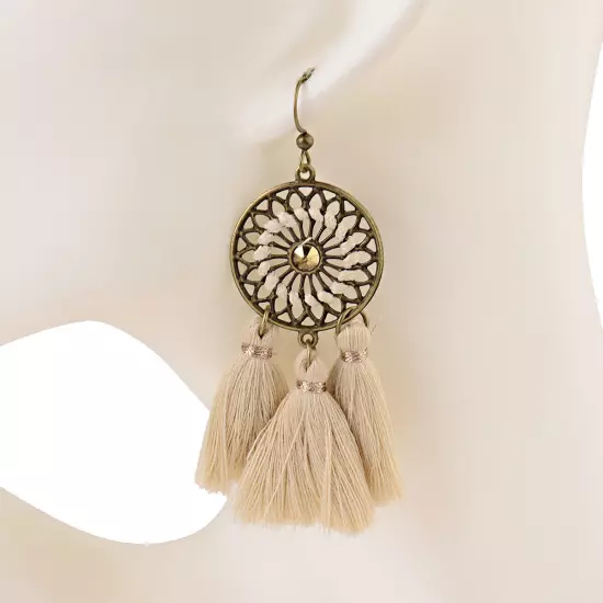 Fashion Women Bohemian Earrings Long Tassel Fringe Drop Dangle Ear Stud Jewelry