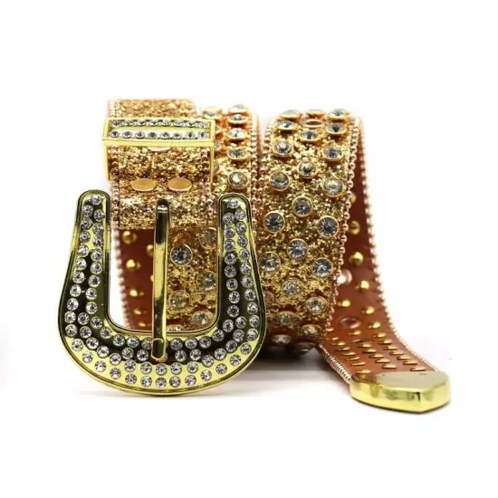 Y2k Cowboy Crystal Fashion Diamond Studded Belt Rhinestones Belt For Jean Belts