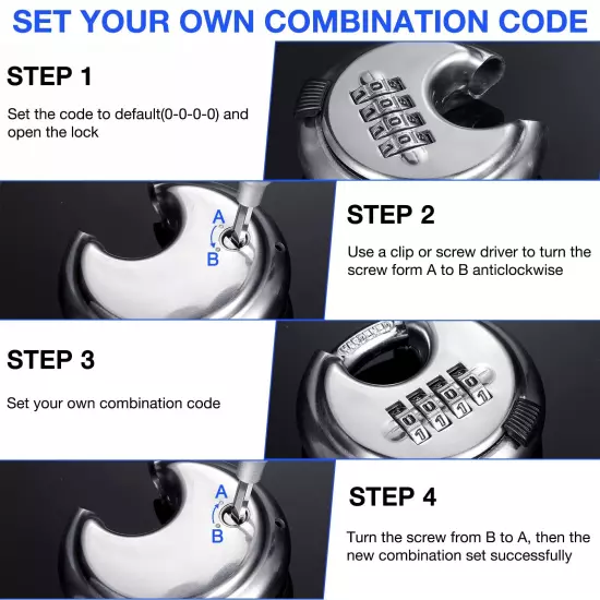 10 Pack 4 Digit Combination Locks Stainless Steel Code Disc Lock Combo Padloc...