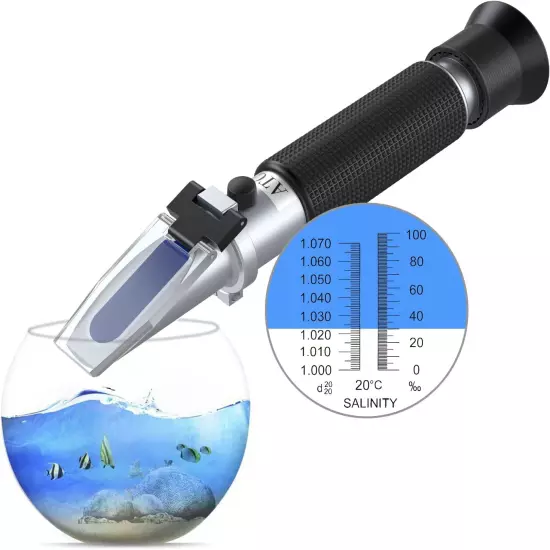 AUTOUTLET Salinity Refractometer Saltwater Aquarium for Seawater, Pool, Tank, &