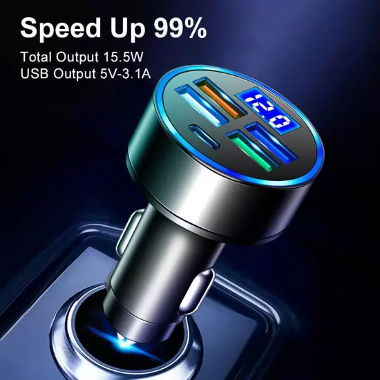 30W 4 USB Port Super Fast Car Charger Adapter for IPhone IPhone 14 13 12 Samsung