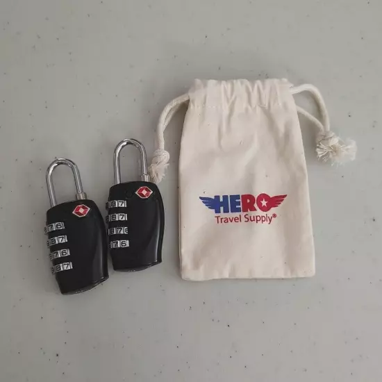 Hero Luggage Lock 2 Pack TSA Approved Locks Black New