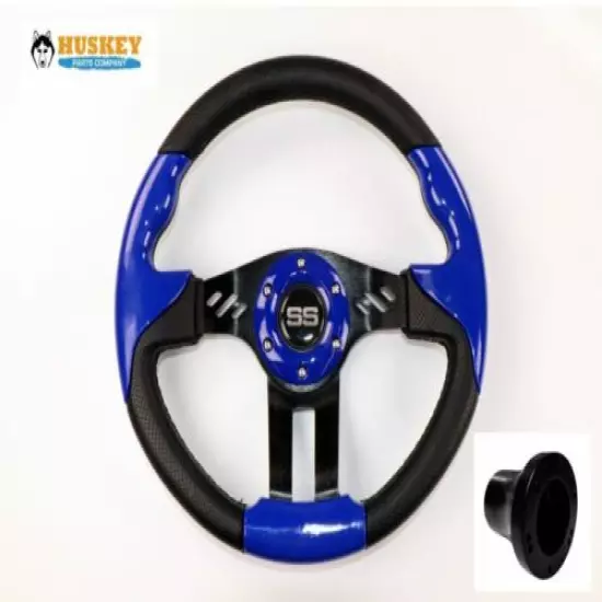 Yamaha Golf Cart Blue Steering Wheel W/ Black Spokes & Hub Adapter US Seller