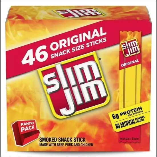 Slim Jim Smoked Snack Sticks with Beef, Pork & Chicken - Pack of 46