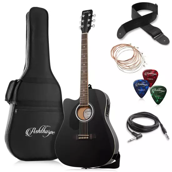 Full-Size Left-Handed Cutaway Thinline Acoustic-Electric Guitar w/ Gig Bag & EQ