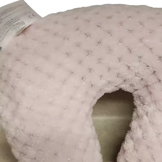 Baby/Toddler Pink Gray Farm Animals Soft Travel Neck Pillow 8" Long 7" Wide EUC