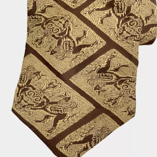 AquaMarine Winged Jackal Horse Egyptian Greek Mythical 1970s Tie Men's 4" x 56"