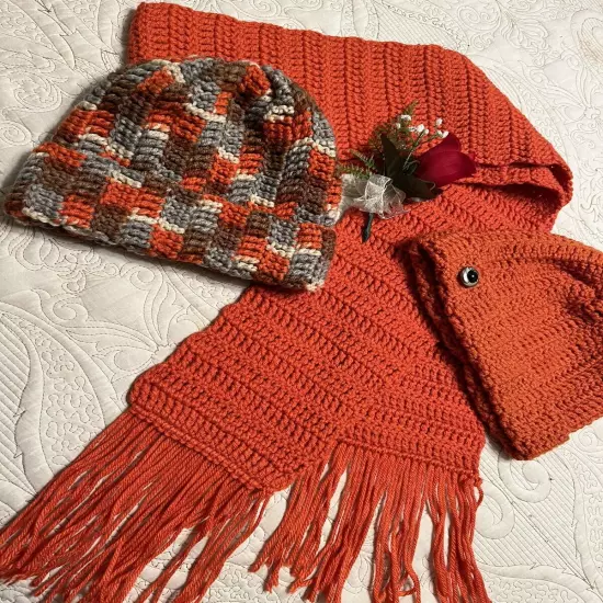 HAND CROCHET LADIES HATS WITH SCARF SET ~~2 HATS~~