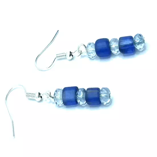 Brighton Deja Vu Blue Beads & Silver Embellishment Custom Earrings