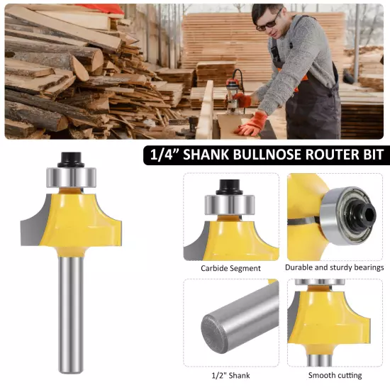 4Pcs 1/4" Shank Roundover Router Bit Set Corner Edging Router Bit Woodworkingφ