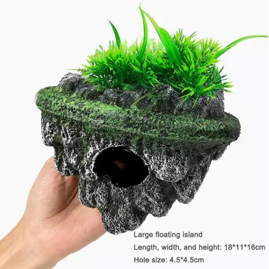 Aquarium Ornament Rockery Hiding Mountain Cave Home Fish Tank Decor ResinฅGIFT