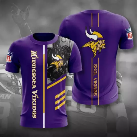 Minnesota Vikings Mens Summer T-Shirt Casual Short Sleeve Tee Tops Fans Gift