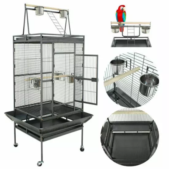 Black/White Bird cage Parrot Macaw Parakeet Cockatiel Cage Multiple Size 