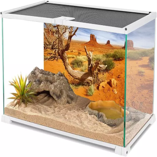 AWERT 30x12 inches Reptile Habitat Background Orange Desert 30x12in/75x30cm 