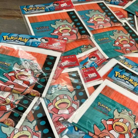 Vtg Pokemon DesignWare Party Gift Bags 8 Packs Bags Nintendo Slowking Big Lot