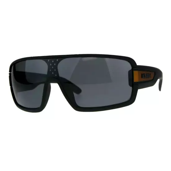 KUSH Goggle Sunglasses Mens Matted Black Shield Frame UV 400