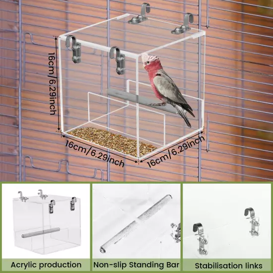 Automatic Bird Feeder Clear Acrylic Bird Cage Feeder No Spill Bird Feeder._