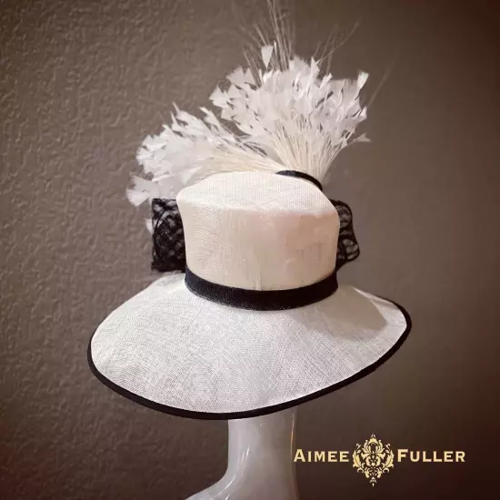 Aimee Fuller Black White Kentucky Derby Hat Big Del Mar Races Royal Ascot Hat