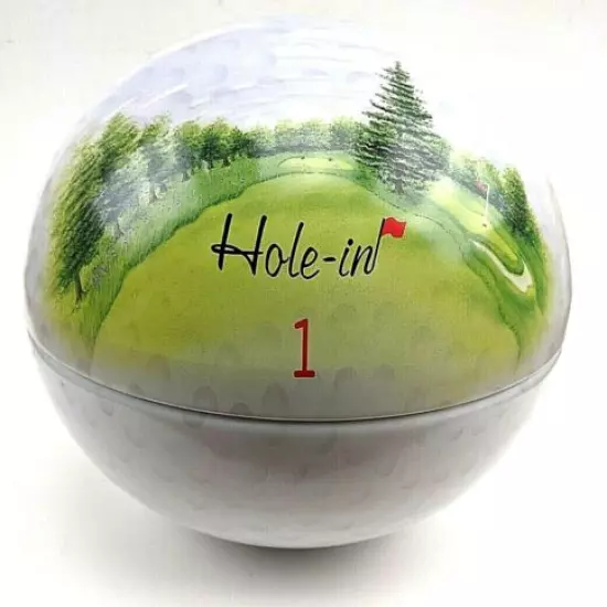 Golf Hole in 1 One Golf Ball Coin Bank Vintage Tin 12" Golfing Trophy Amazing 