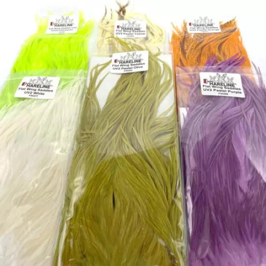 PASTEL FLAT WING SADDLES - Fly Tying UV2 Streamer Hackle Feathers Hareline NEW!