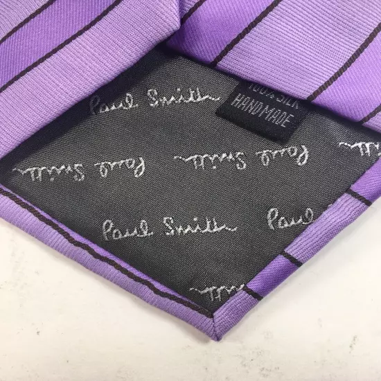 Paul Smith London Tie Purple Black Striped 100 Silk Handmade