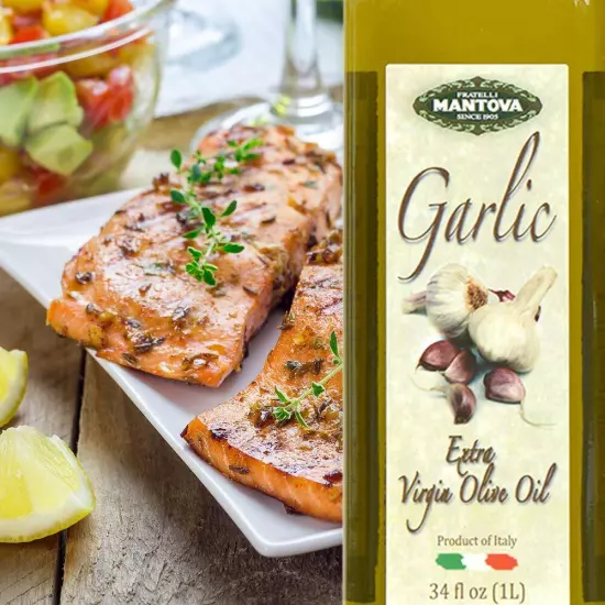 Garlic Extra Virgin Olive Oil (EVOO), Cold-Pressed, Imported from Italy. Topp...