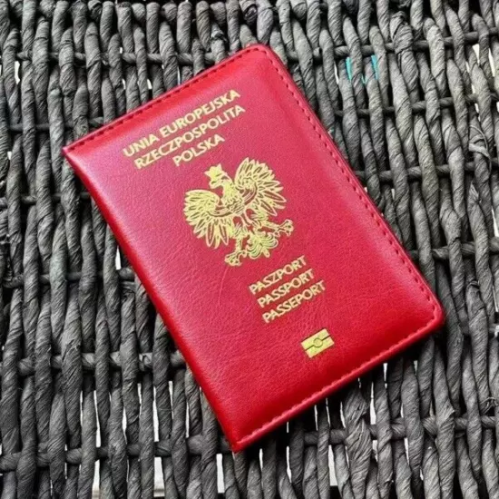 Poland Polish Passport Cover Travel Passport Holder Cover ID Card PU Leather