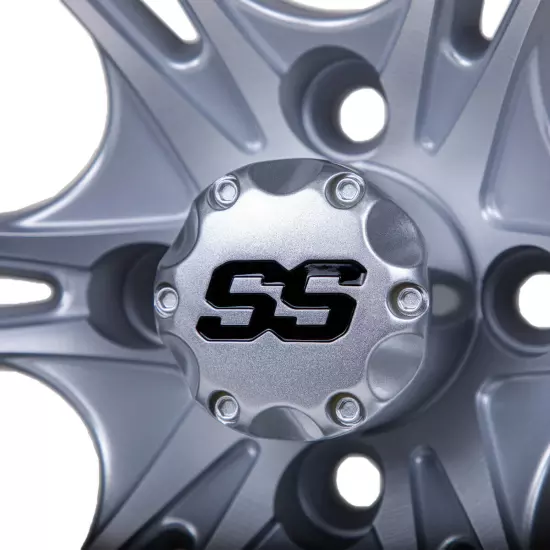 GTW Spyder 15x7 Machined/Matte Silver Golf Cart Wheel | 3:4 Offset | 4x4 Bolt