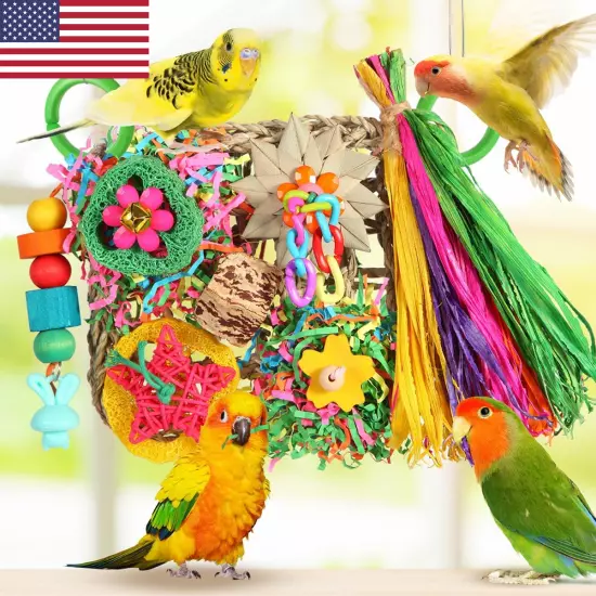 Bird Toys, Parakeet Toys Bird Foraging Toys Grass Mat Climbing Wall for Parakee