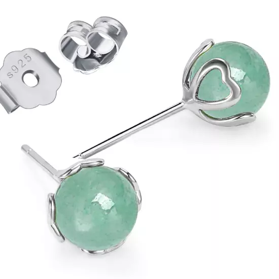 Mother'S Day Gift for Mom Green Jade Stud Earrings for Women Girls,925 Sterling 