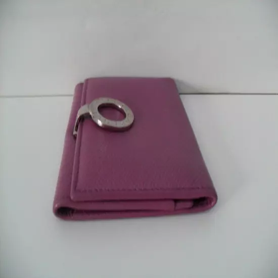 BVLGARI Card Wallet Stunning Purple Italian Calf Leather Business Card Exc Cond