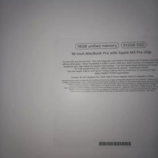 ( 5 ) Apple MacBook Pro 16-inch A2991 ( M3 ) Space Gray, EMPTY BOX ONLY