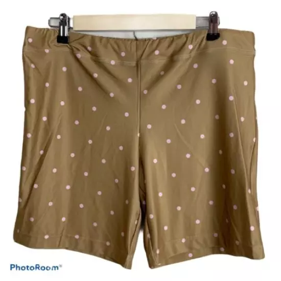 Tee2Sea Tan Pink Polka Dots Pull On Stretch Shorts Size L