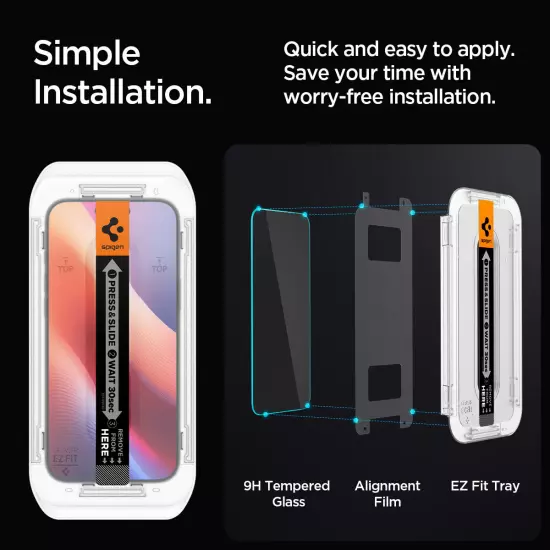 Spigen [GLAStR EZ Fit - Privacy] Screen Protector for iPhone 16 Pro Max / 16 Pro