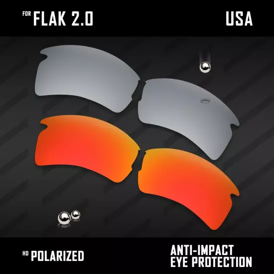 Anti Scratch Polarized Replacement Lenses for-Oakley Flak 2.0 OO9295 Options