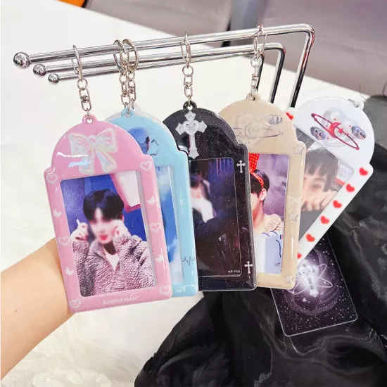 Cute Photocard Holder Idol Photo Case ID Card Cover Keychain Bag Pendant `