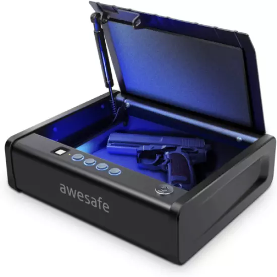 Awesafe Gun Safe with Fingerprint Identification and Biometric Lock One Handgun 