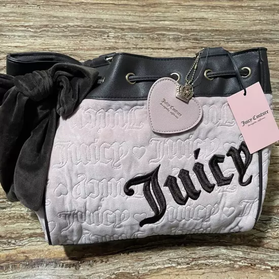 Juicy Couture Bag Pink Velour Vintage Daydreamer Embroidered Logo Large Tote Bag