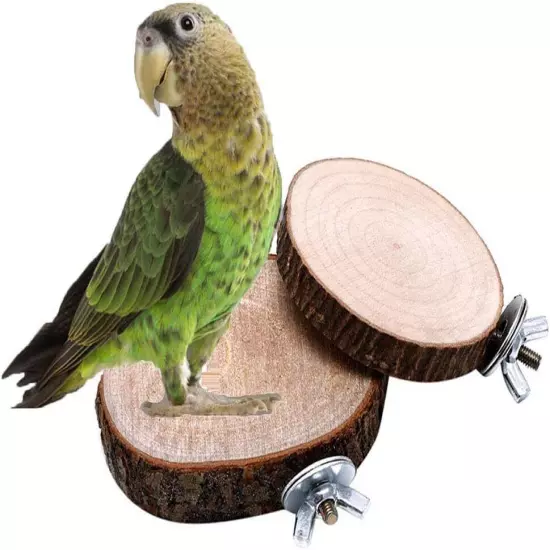 Natural Wood Perch Stand Toy for Small Medium Pet Bird Parrot Budgie... 