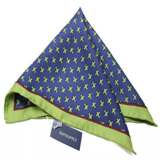 SUITSUPPLY Pocket Graphic Navy Handkerchief Men's ONE SIZE Pure Silk Formal