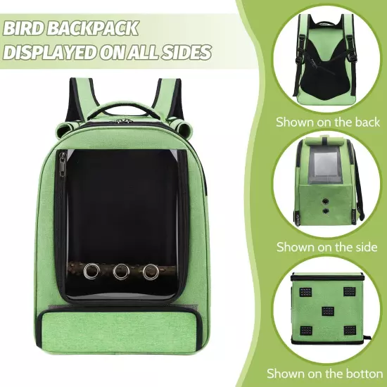 Bird Backpack CarrierBird Travel cage with Tray and Standing Green