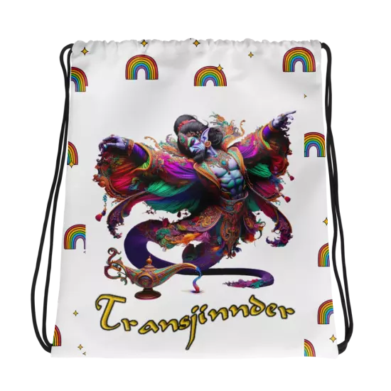 TransJinnder Genie Jinn Funny Gender Identity Rainbows & Sparkles Drawstring Bag